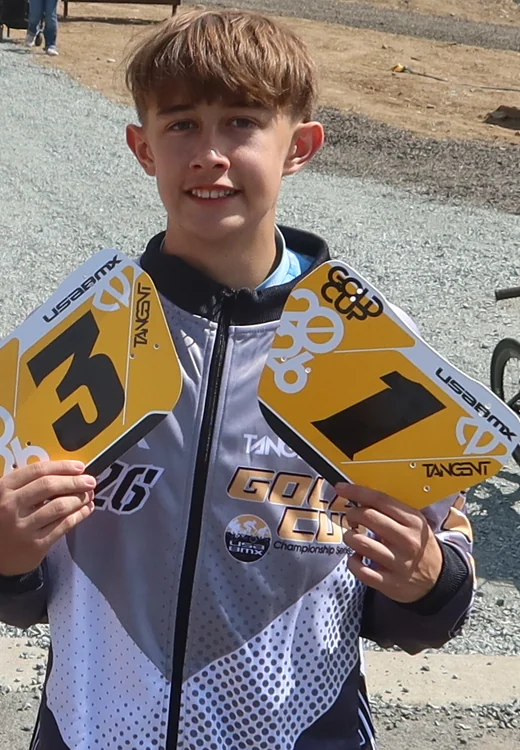 Blake holds his 2026 Northwest Gold Cup number 1 plate
